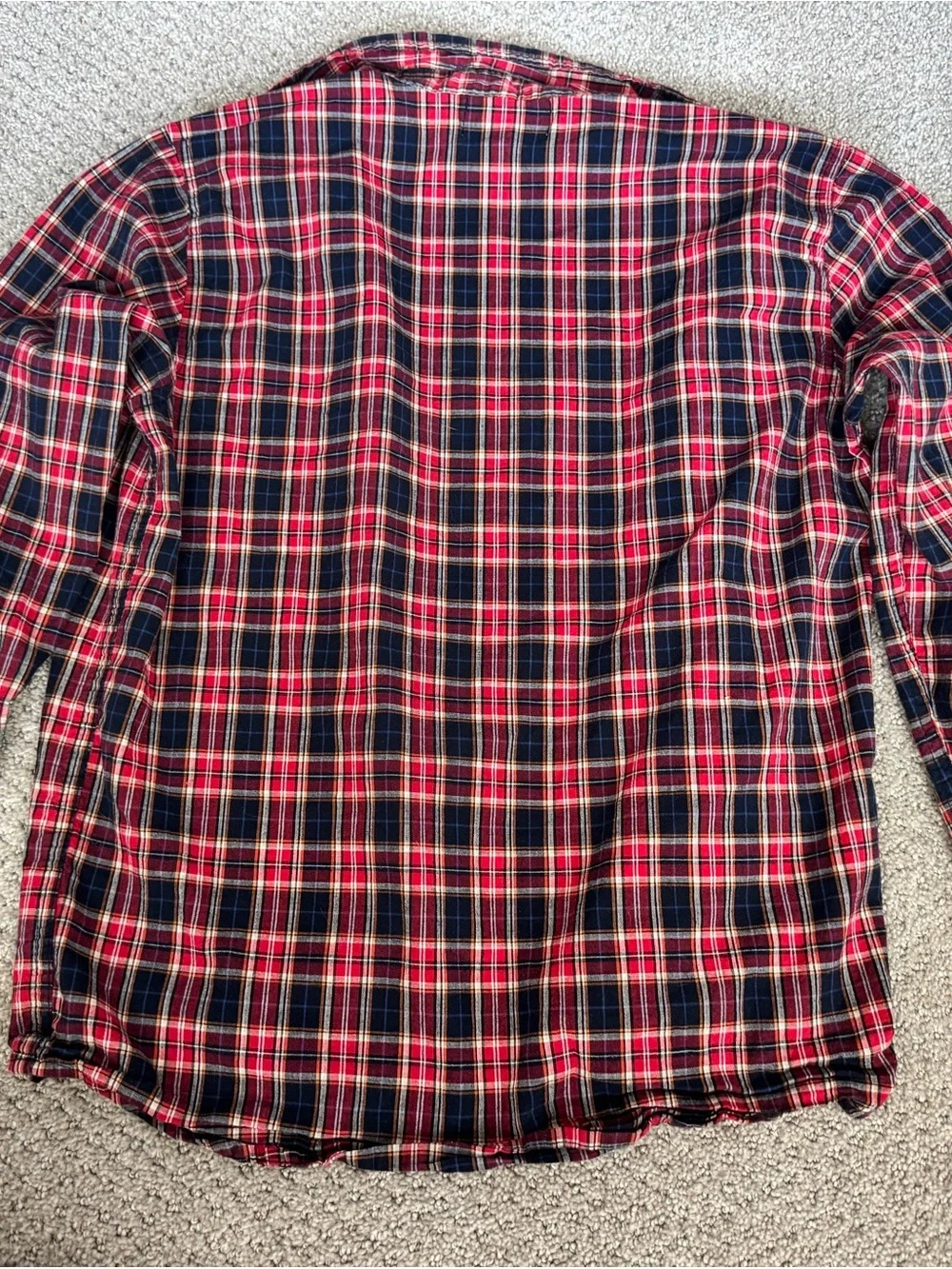 Old Navy Navy and Red Plaid Button-Down Shirt